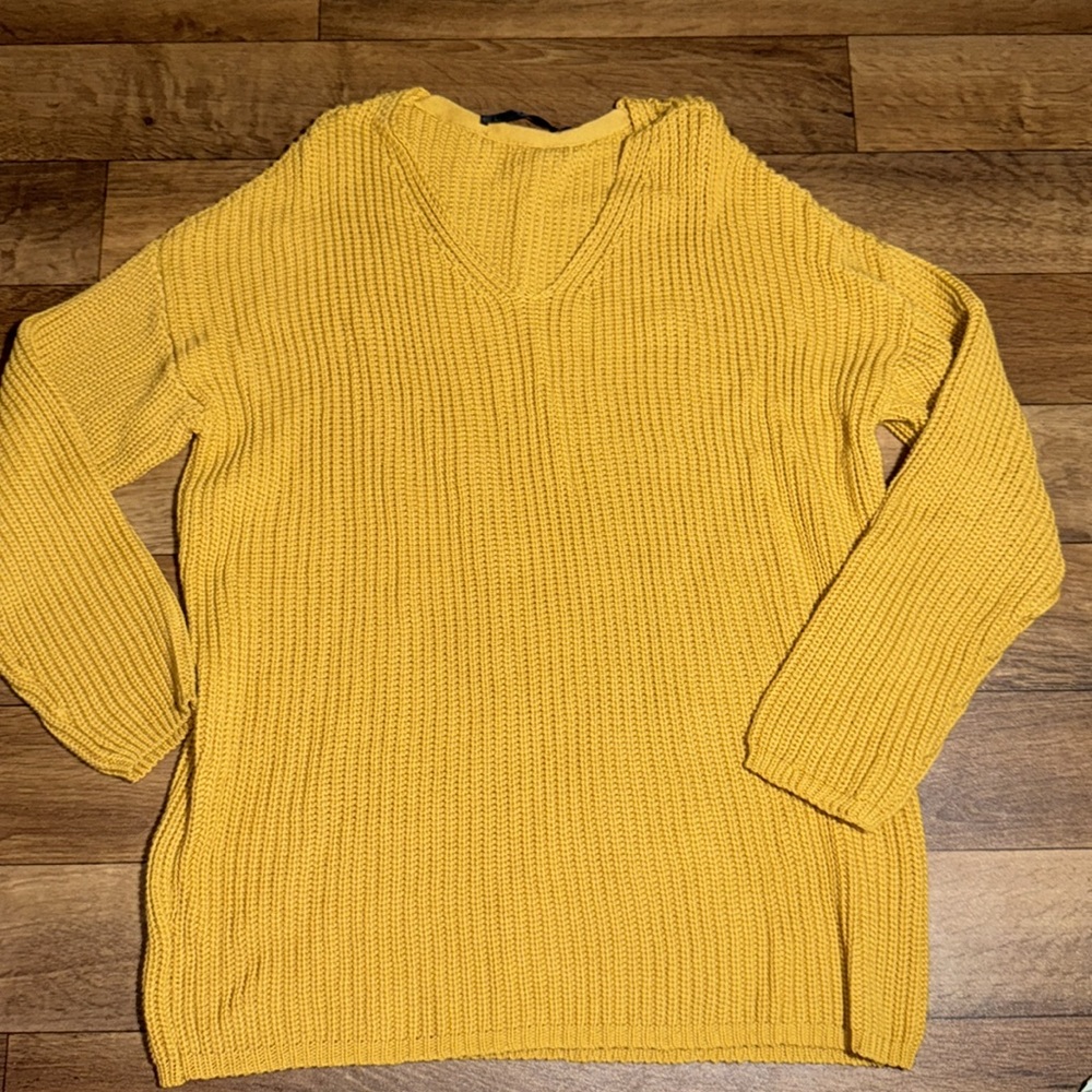 Jenni Kayne Fisherman Organic Cotton Cabin Blend Sweater Large Mustard $325 Love - Picture 2 of 11